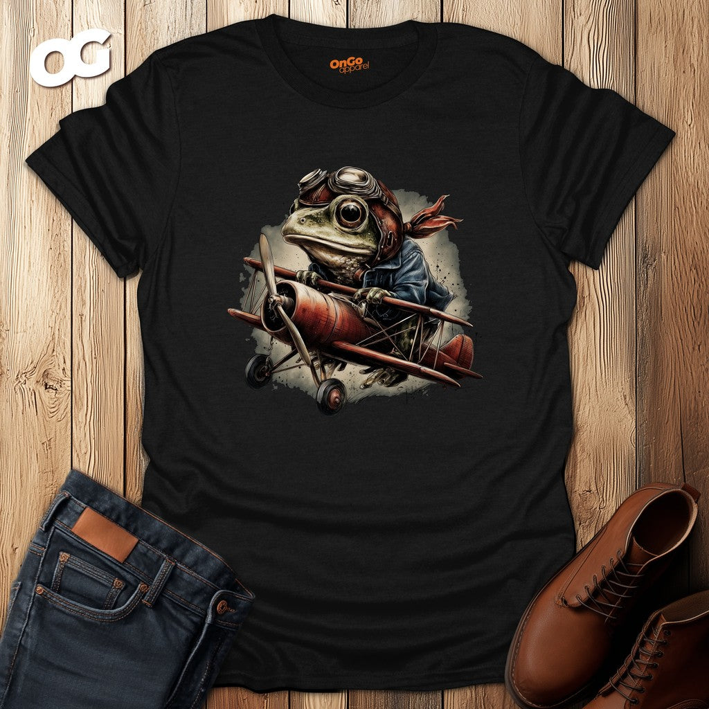 Frog Aviator Graphic T-Shirt – black – oak-wood