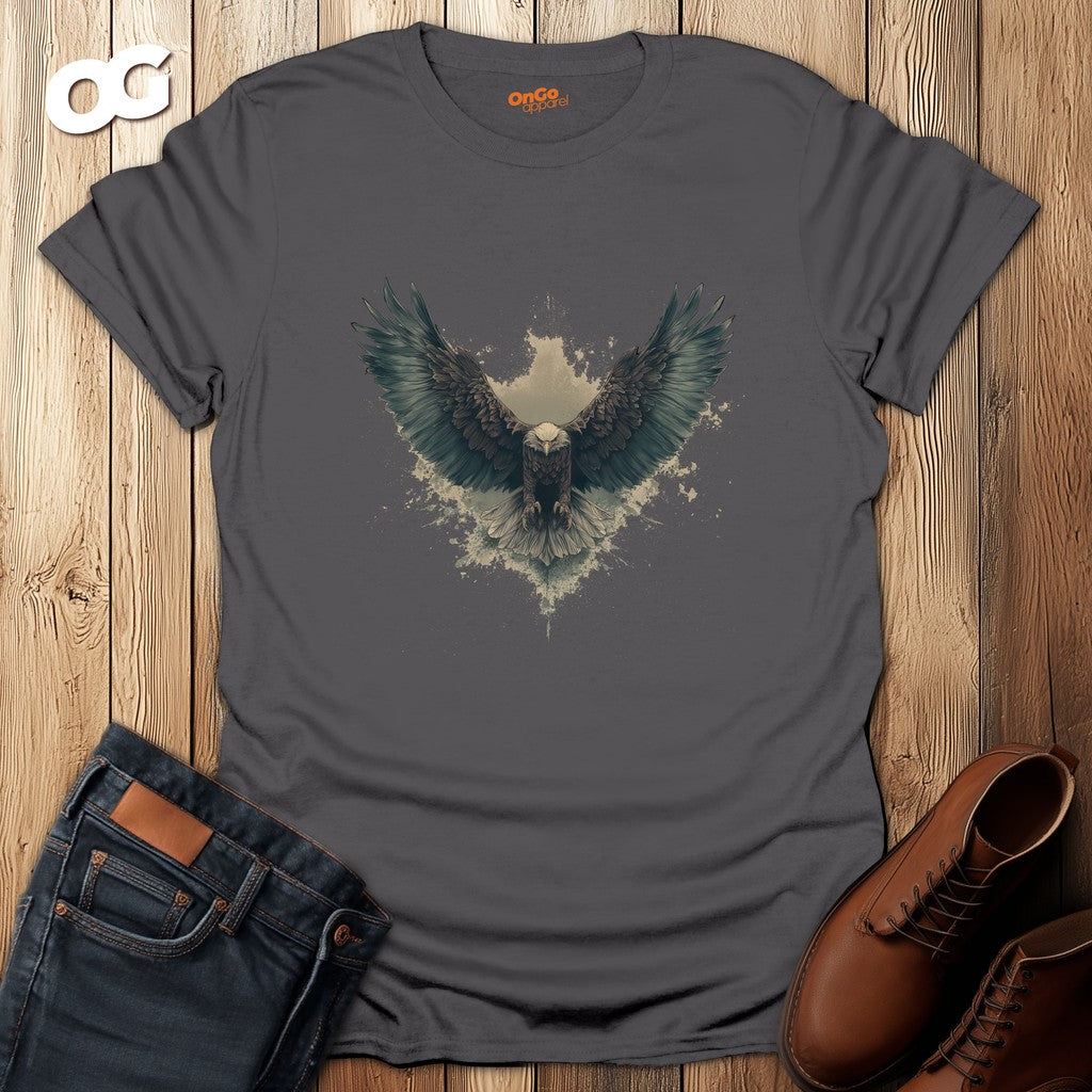 Eagle Wings T-Shirt with Artistic Spread Design – charcoal – oak-wood