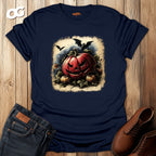 Jack-o'-Lantern Halloween T-shirt with Bats Design – navy – oak-wood