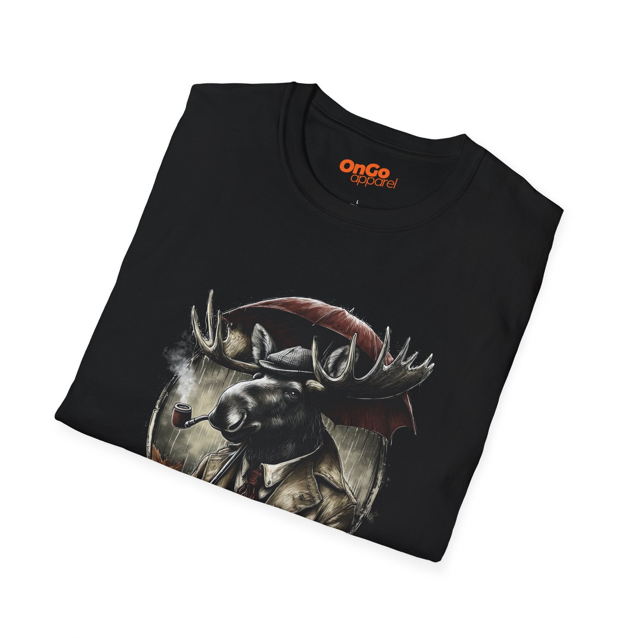 Stylish Moose with Umbrella and Pipe T-Shirt
