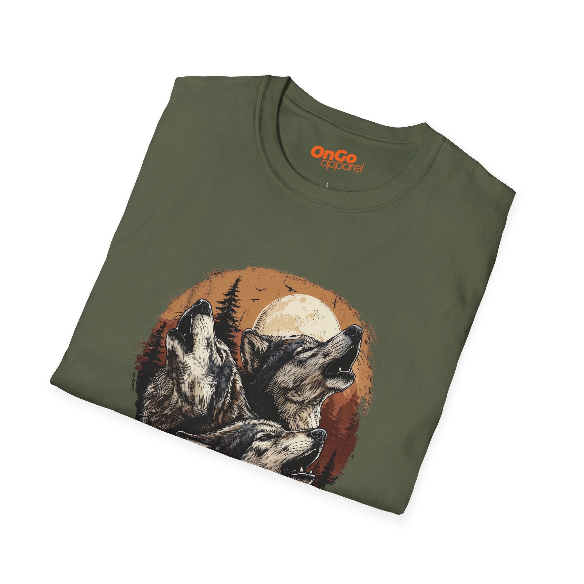 Wolf Moon T-Shirt with Howling Wolves Design