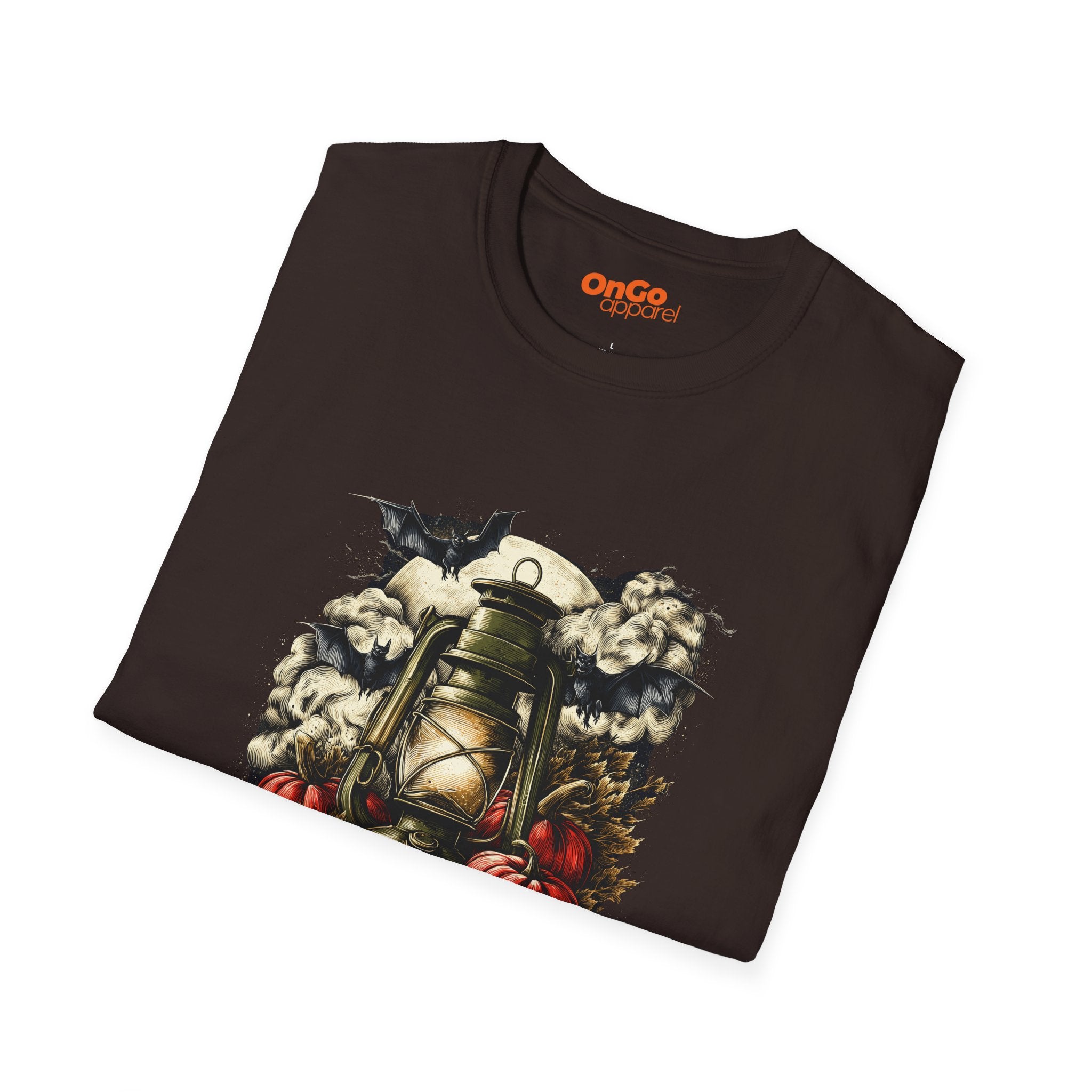 Halloween Lantern T-Shirt with Bats and Pumpkins