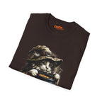 Cat Witch T-Shirt with Pumpkin Cauldron Design
