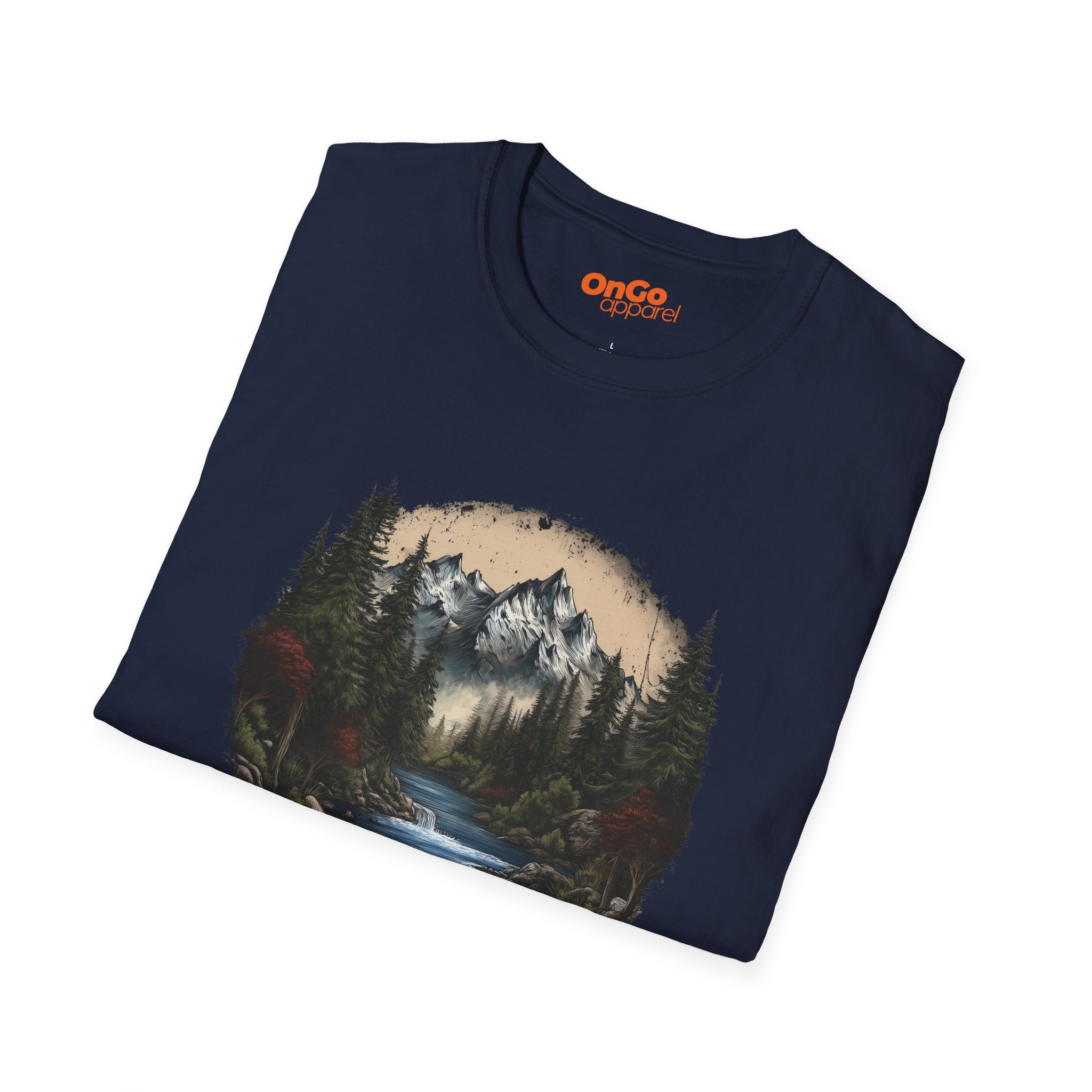 Nature Landscape T-Shirt with Mountain River Design