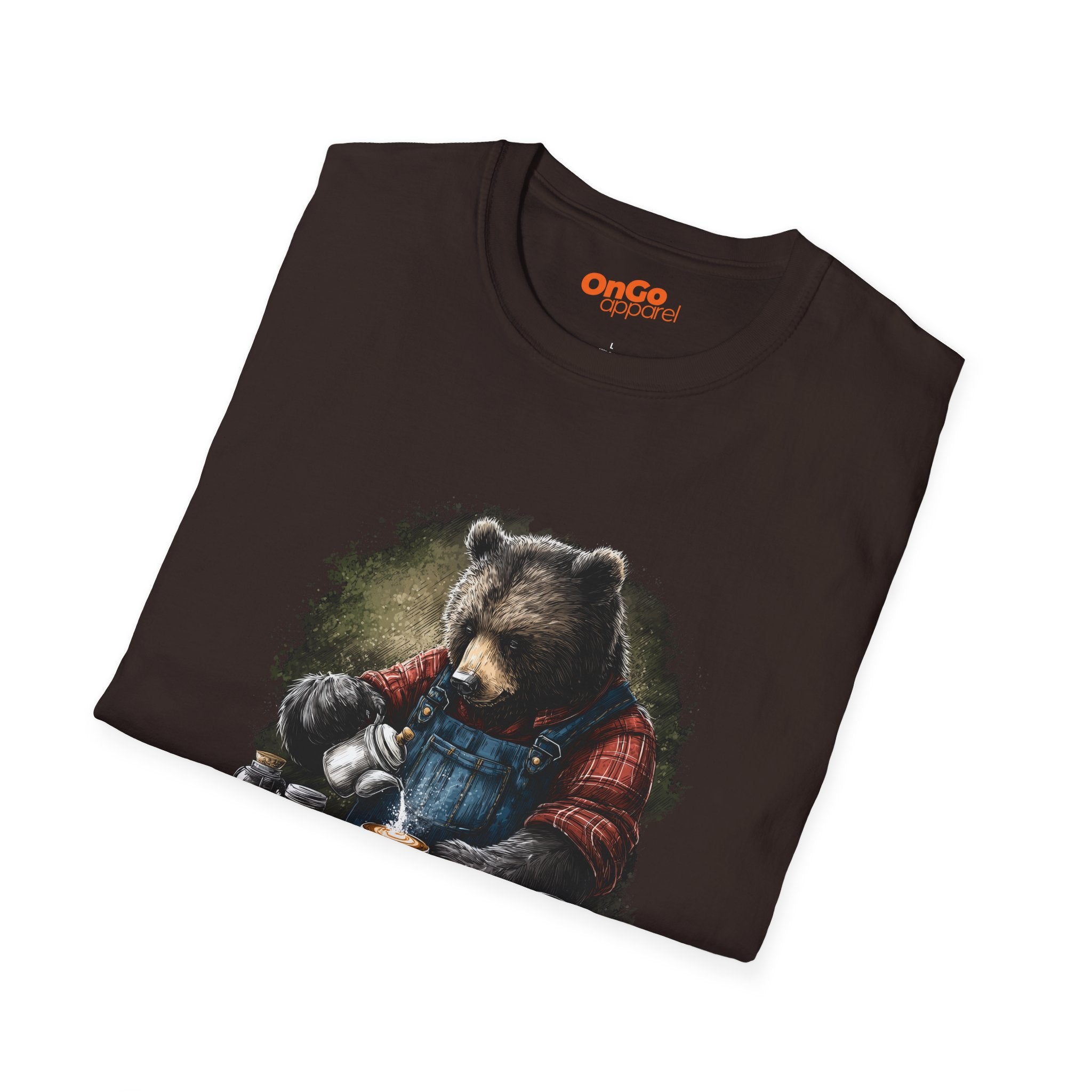 Bear Barista T-Shirt with Coffee Theme