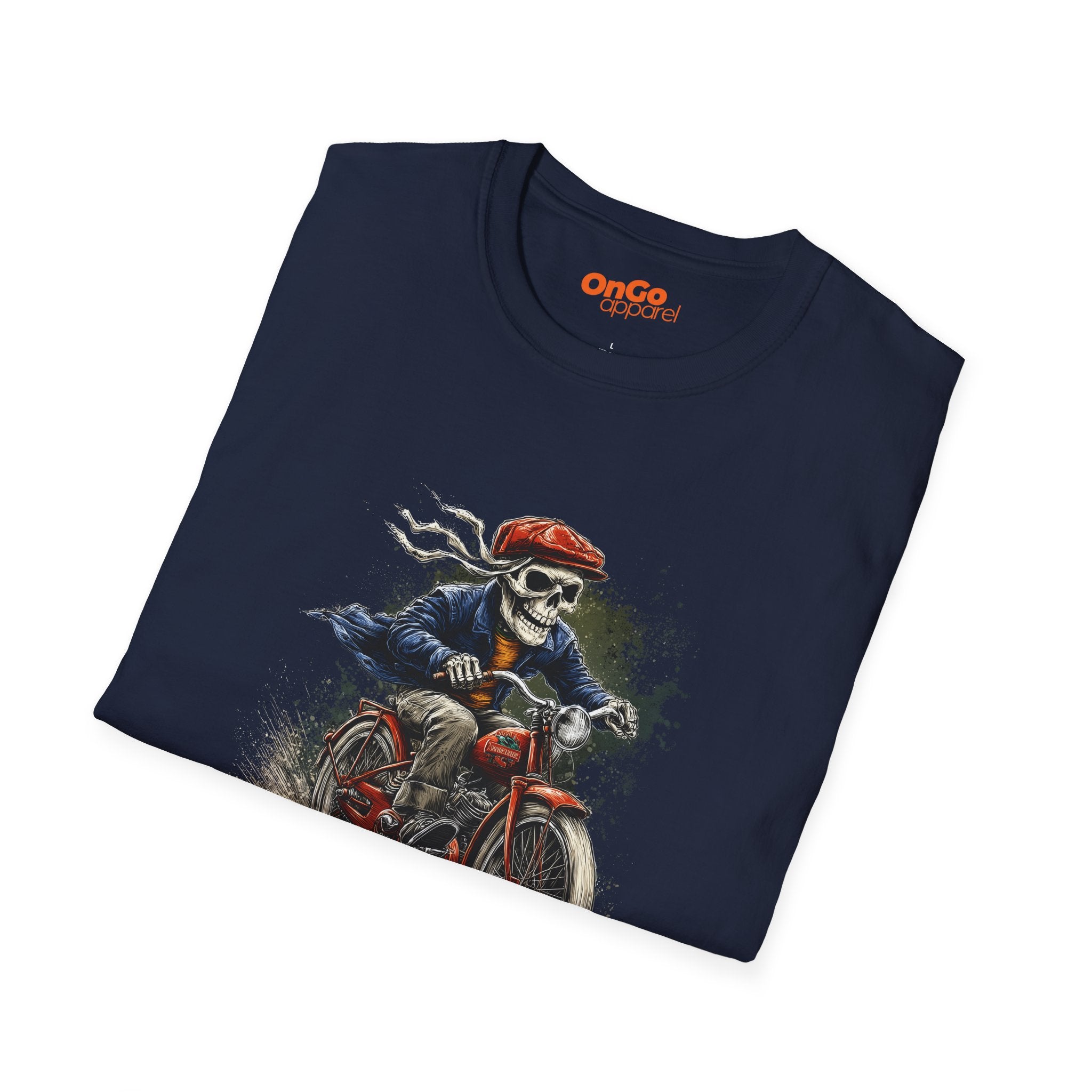 Skeleton Riding Bicycle Graphic T-Shirt