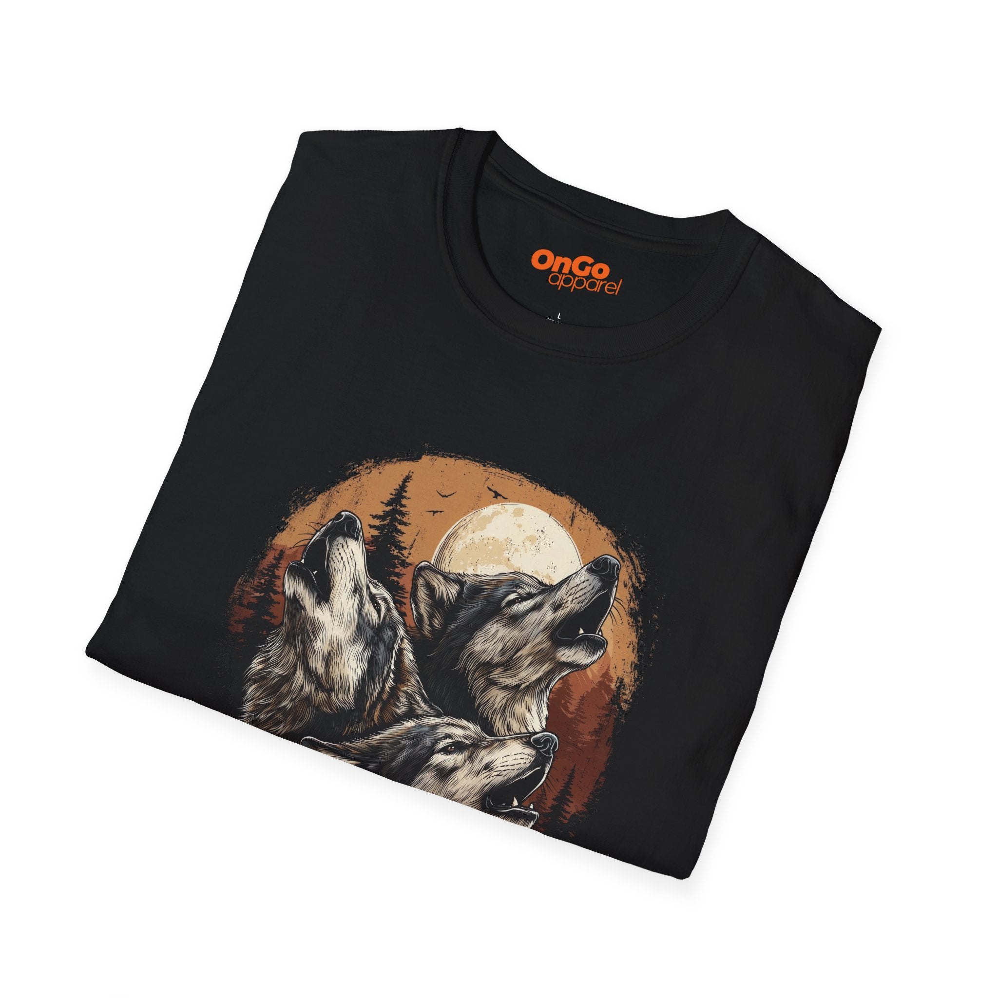 Wolf Moon T-Shirt with Howling Wolves Design