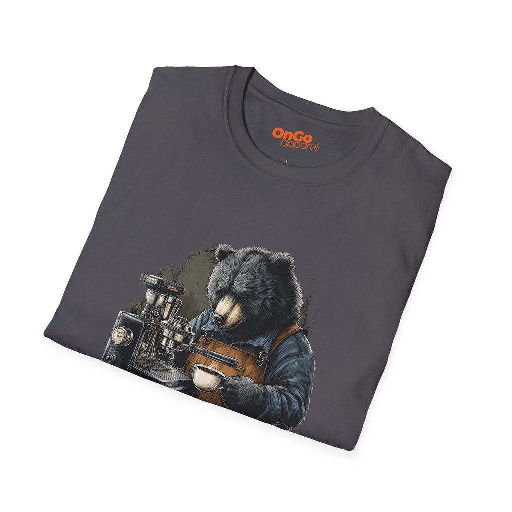 Bear Barista T-Shirt with Coffee Design