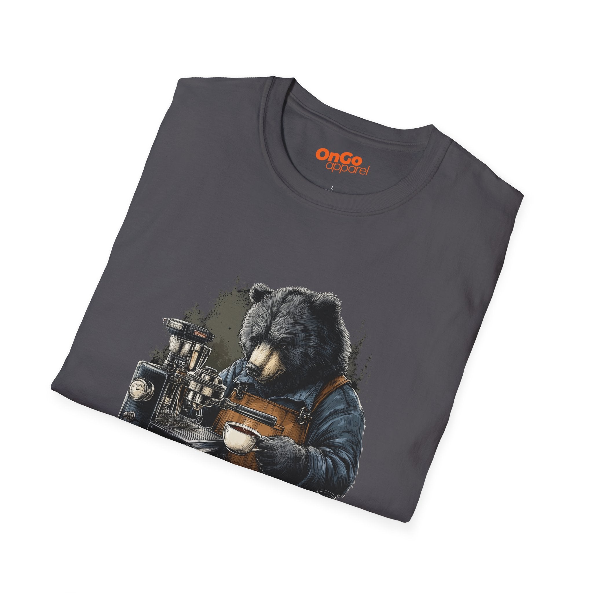 Bear Barista T-Shirt with Coffee Design