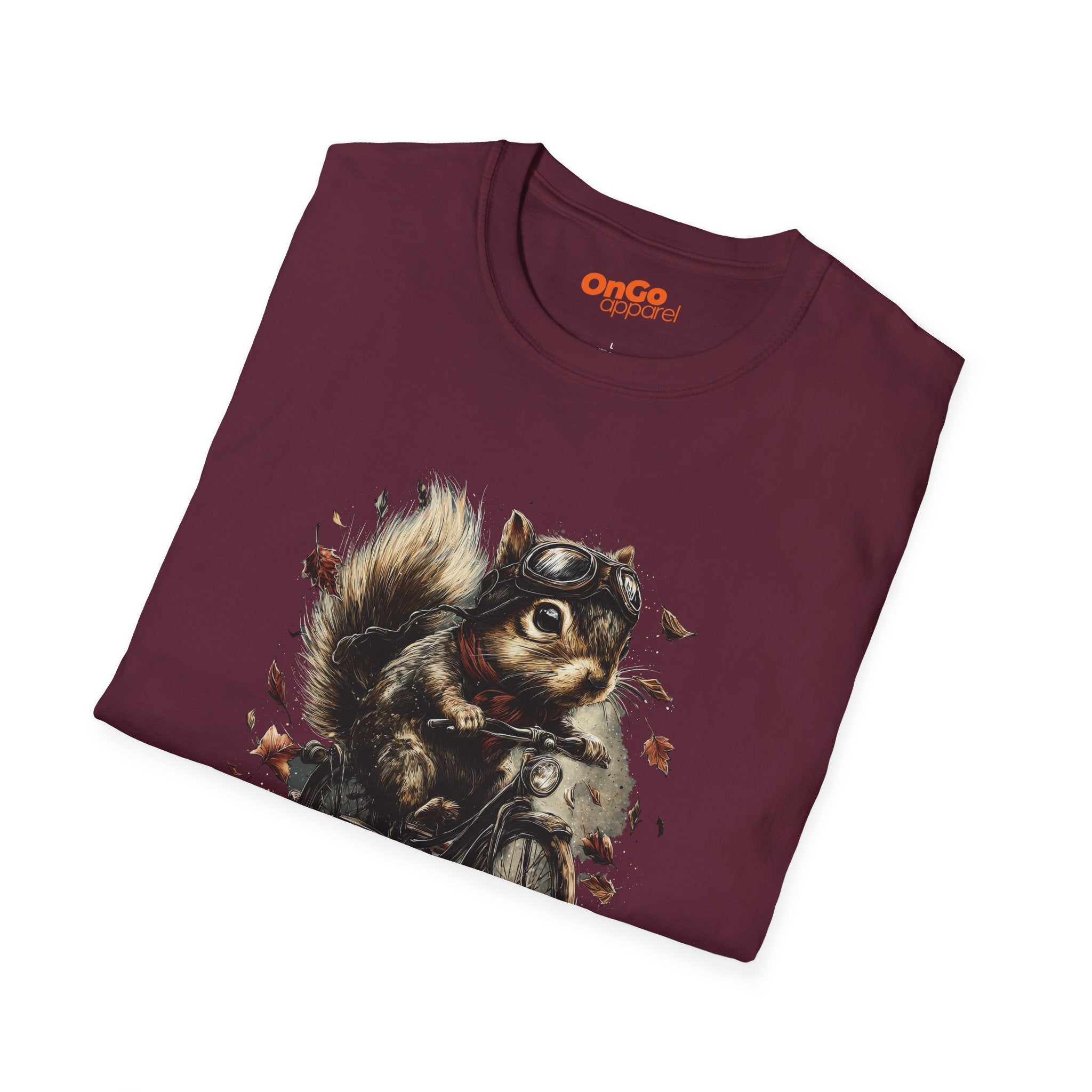 Squirrel Aviator Bike T-Shirt with Fun Animal Design