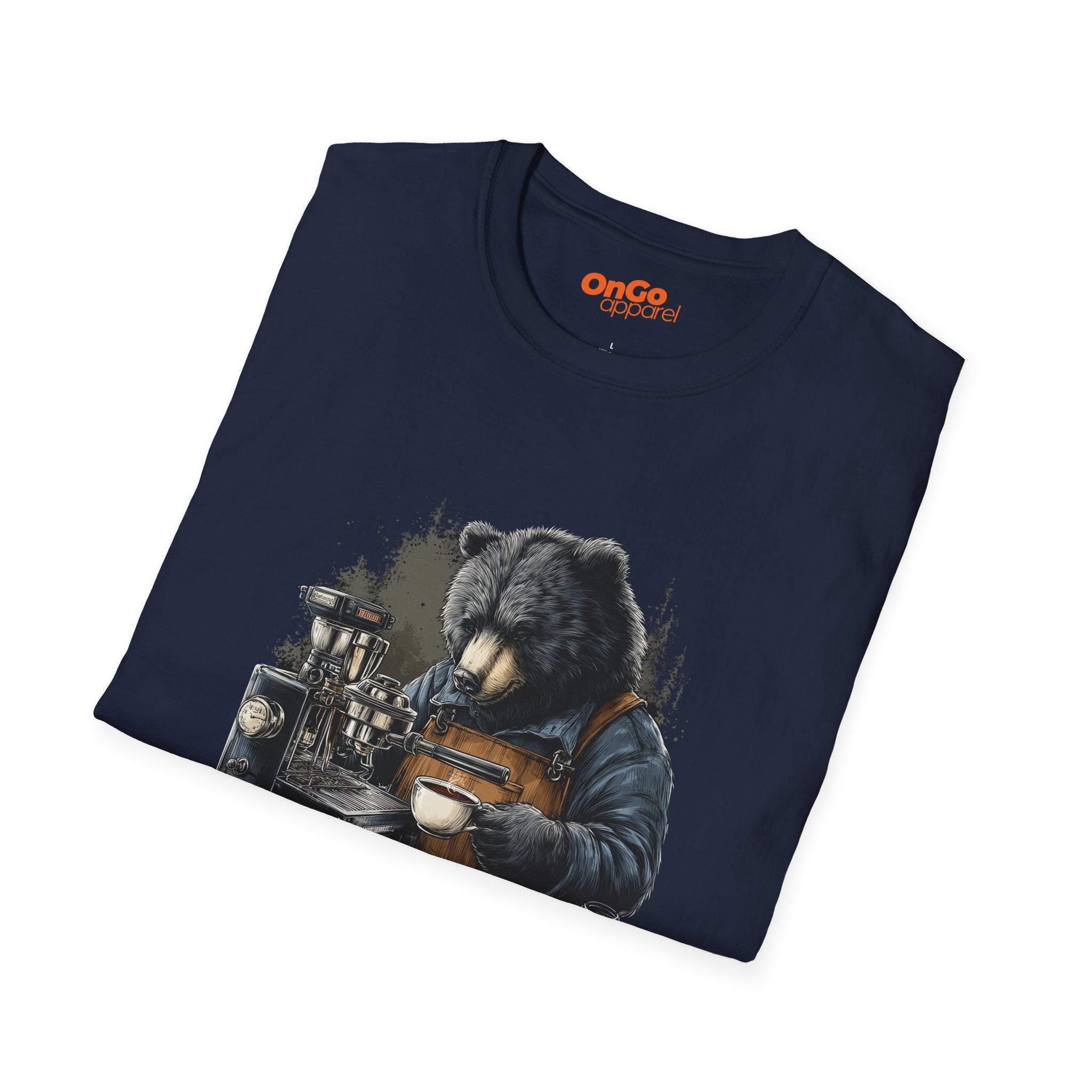 Bear Barista T-Shirt with Coffee Design