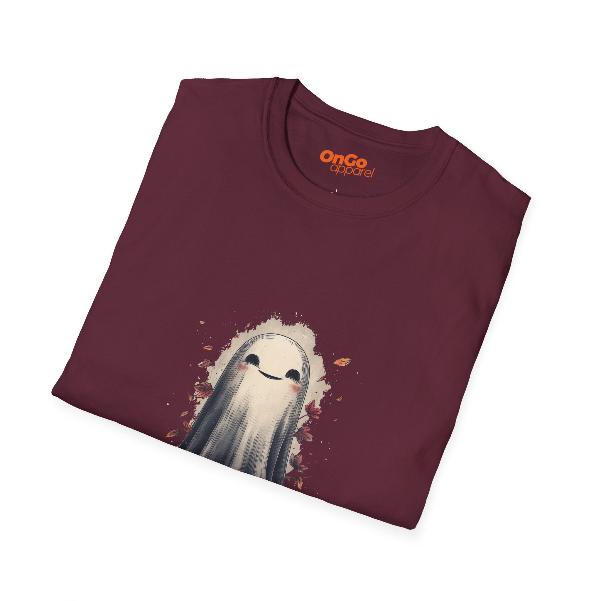 Charming Ghost with Leaves Graphic T-Shirt