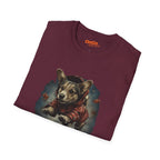 Corgi in Boots T-Shirt with Fall Leaves Design