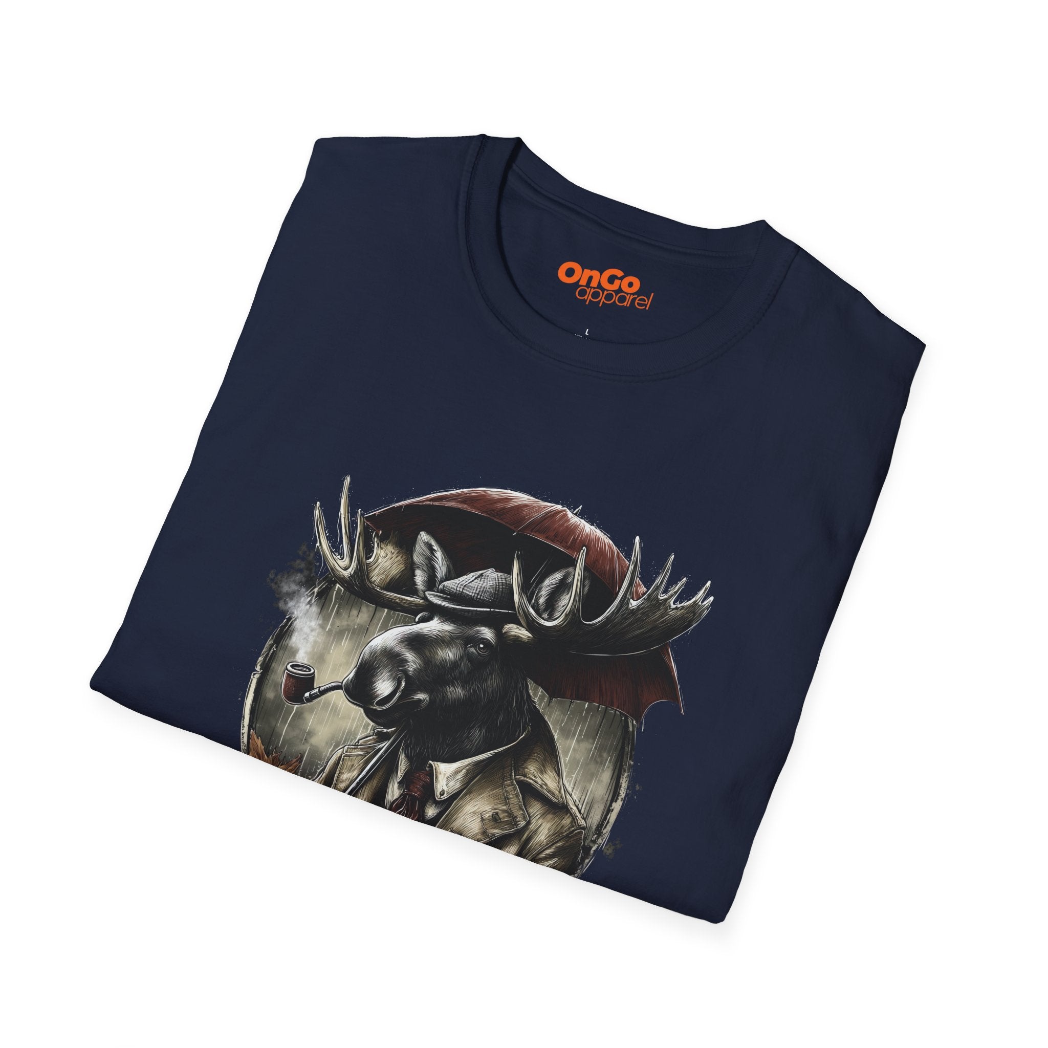 Stylish Moose with Umbrella and Pipe T-Shirt