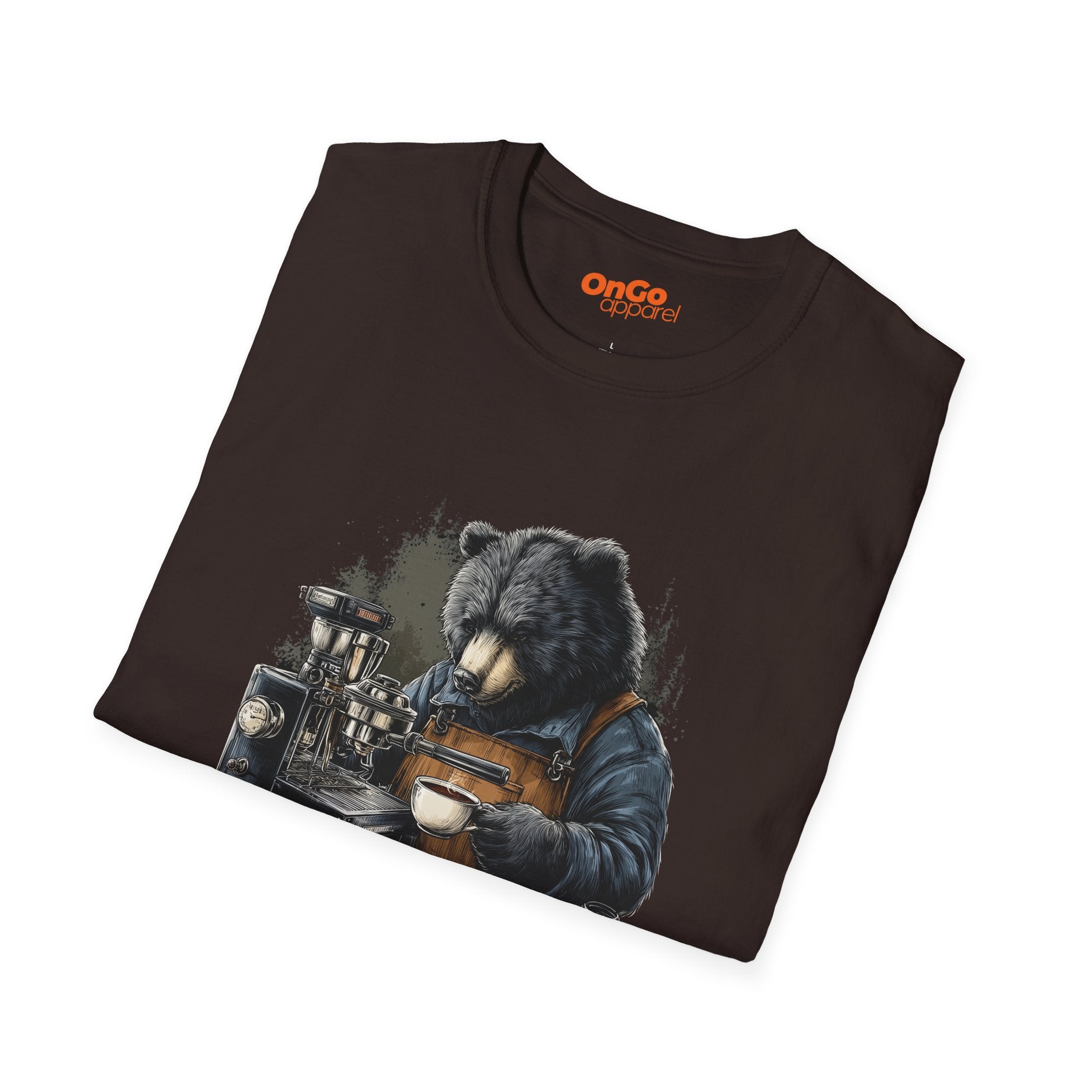 Bear Barista T-Shirt with Coffee Design