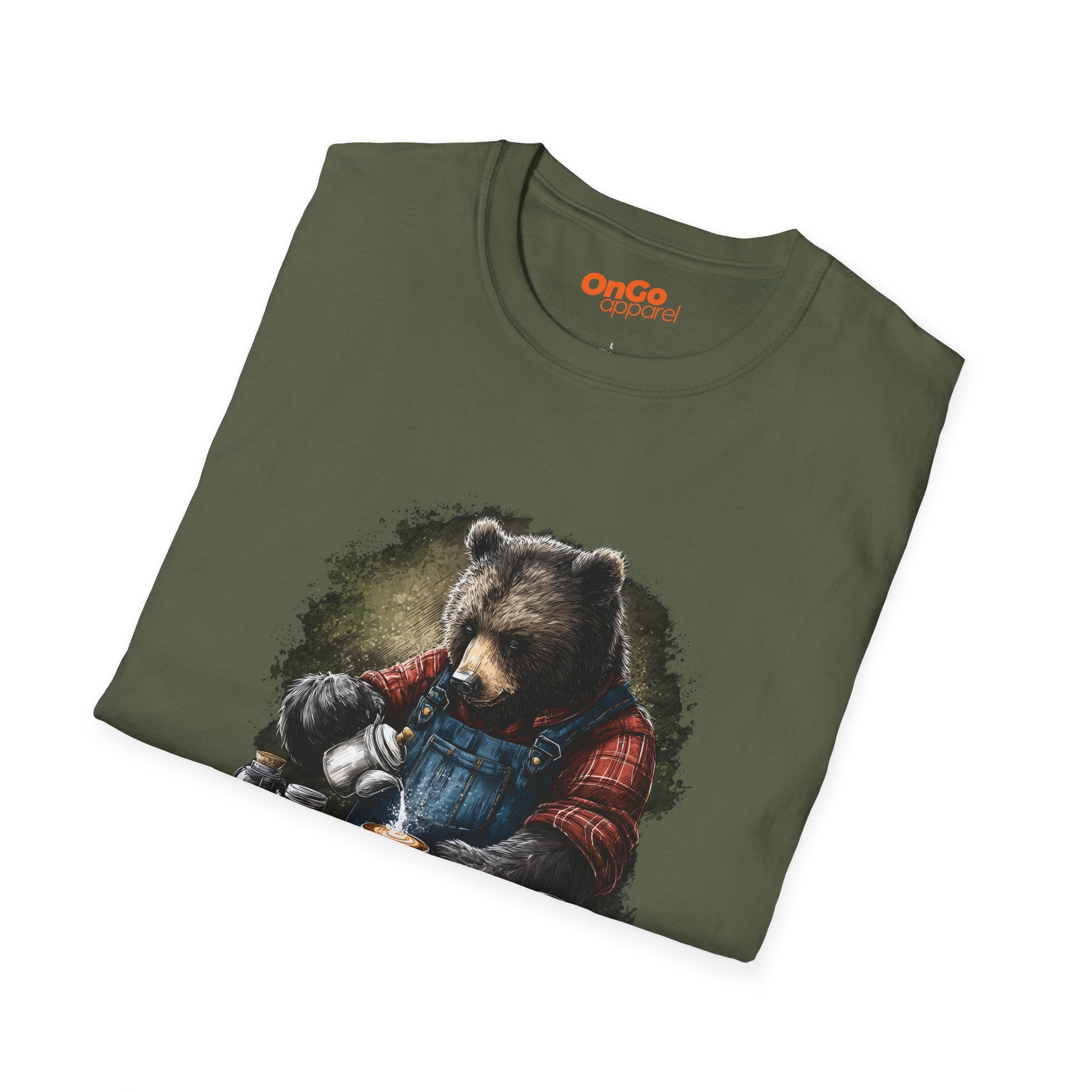 Bear Barista T-Shirt with Coffee Theme