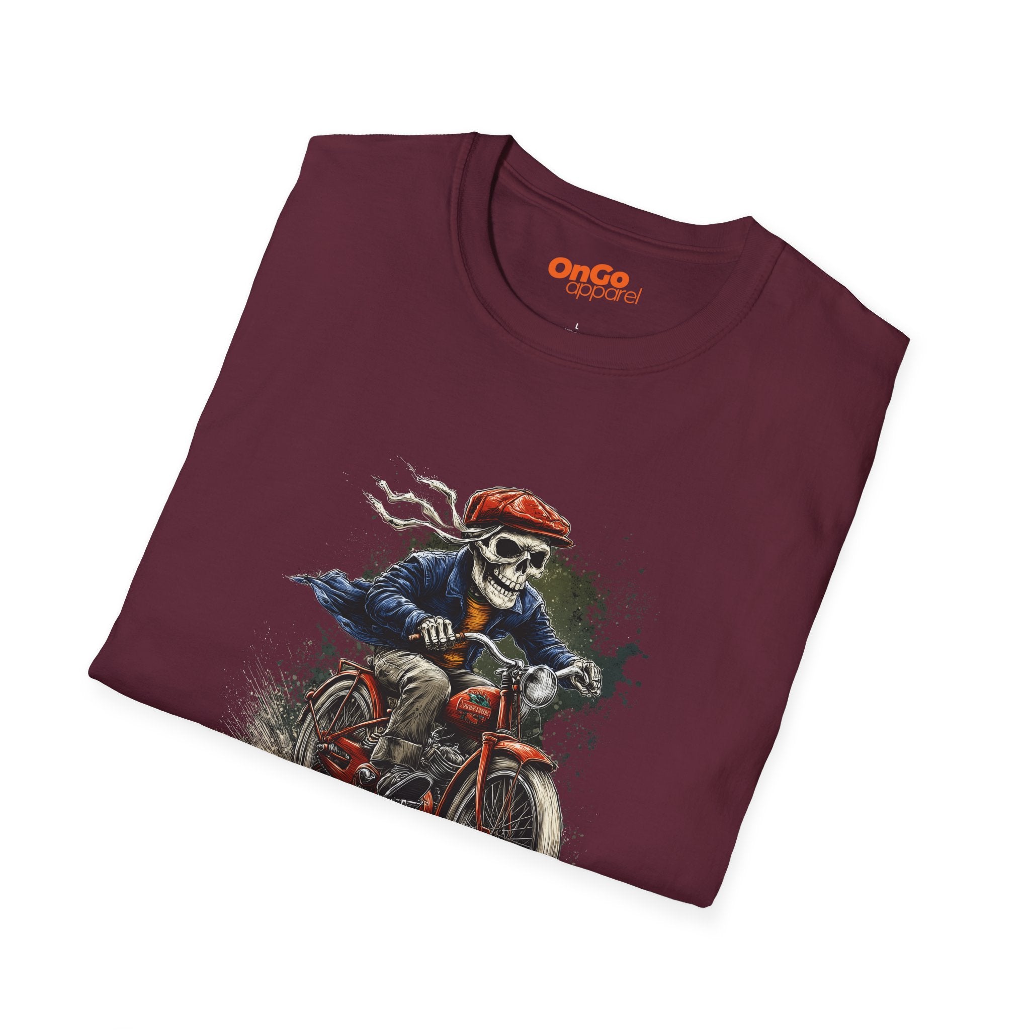 Skeleton Riding Bicycle Graphic T-Shirt