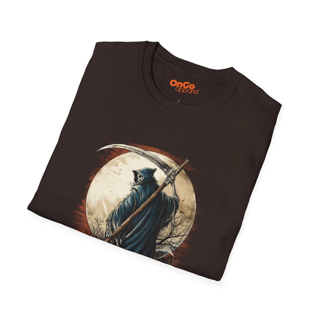 Grim Reaper Scythe and Moon Graphic T-Shirt