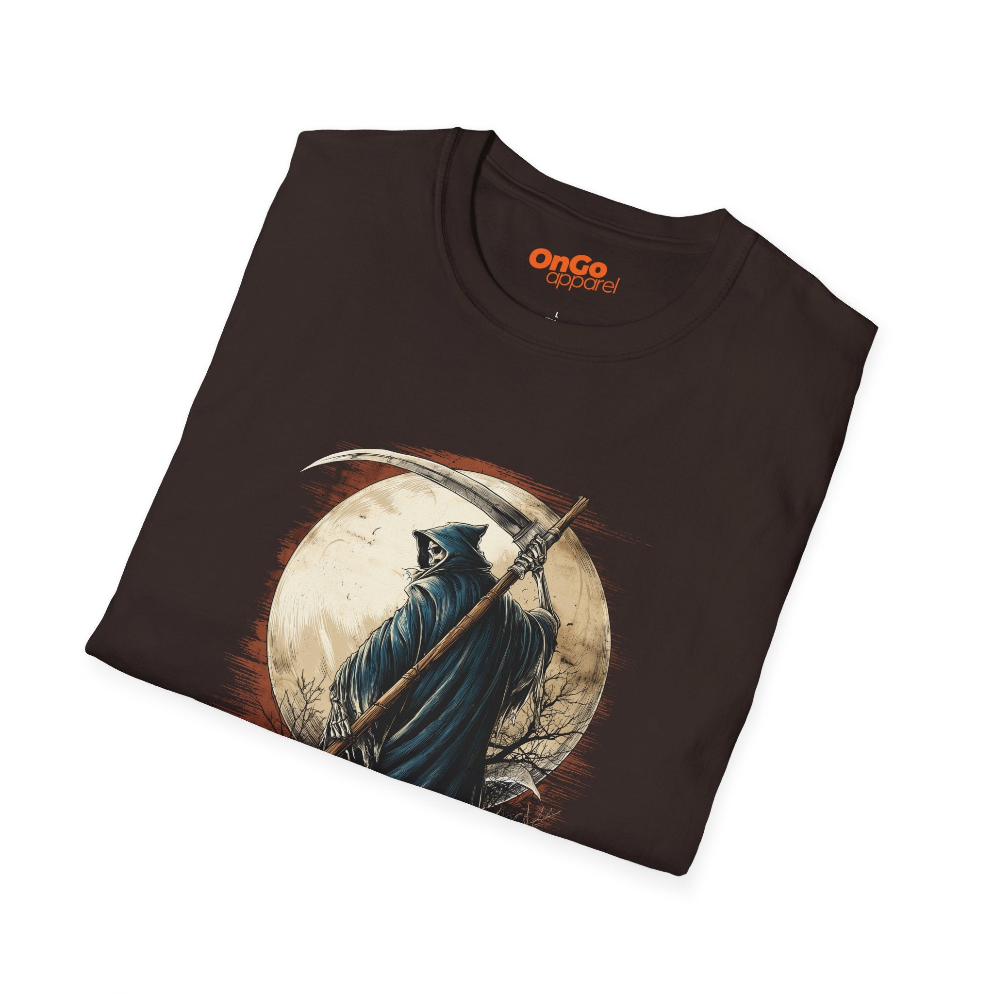 Grim Reaper Scythe and Moon Graphic T-Shirt