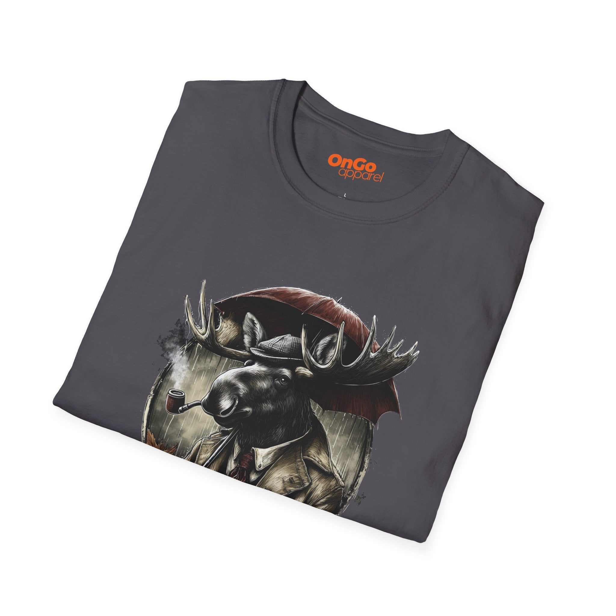 Stylish Moose with Umbrella and Pipe T-Shirt