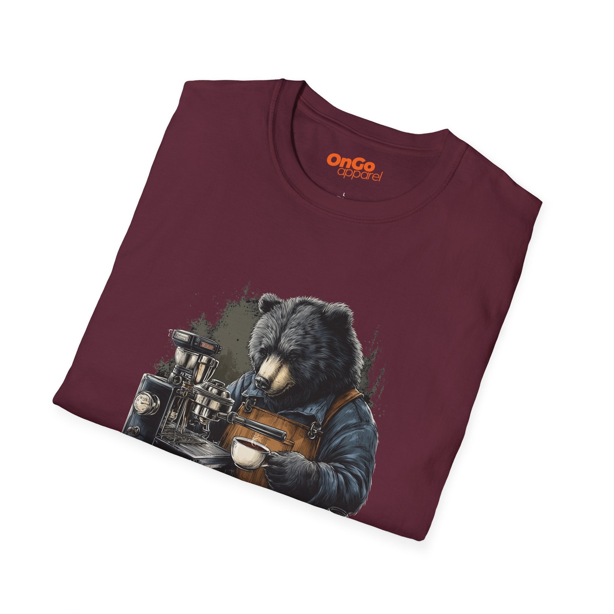 Bear Barista T-Shirt with Coffee Design