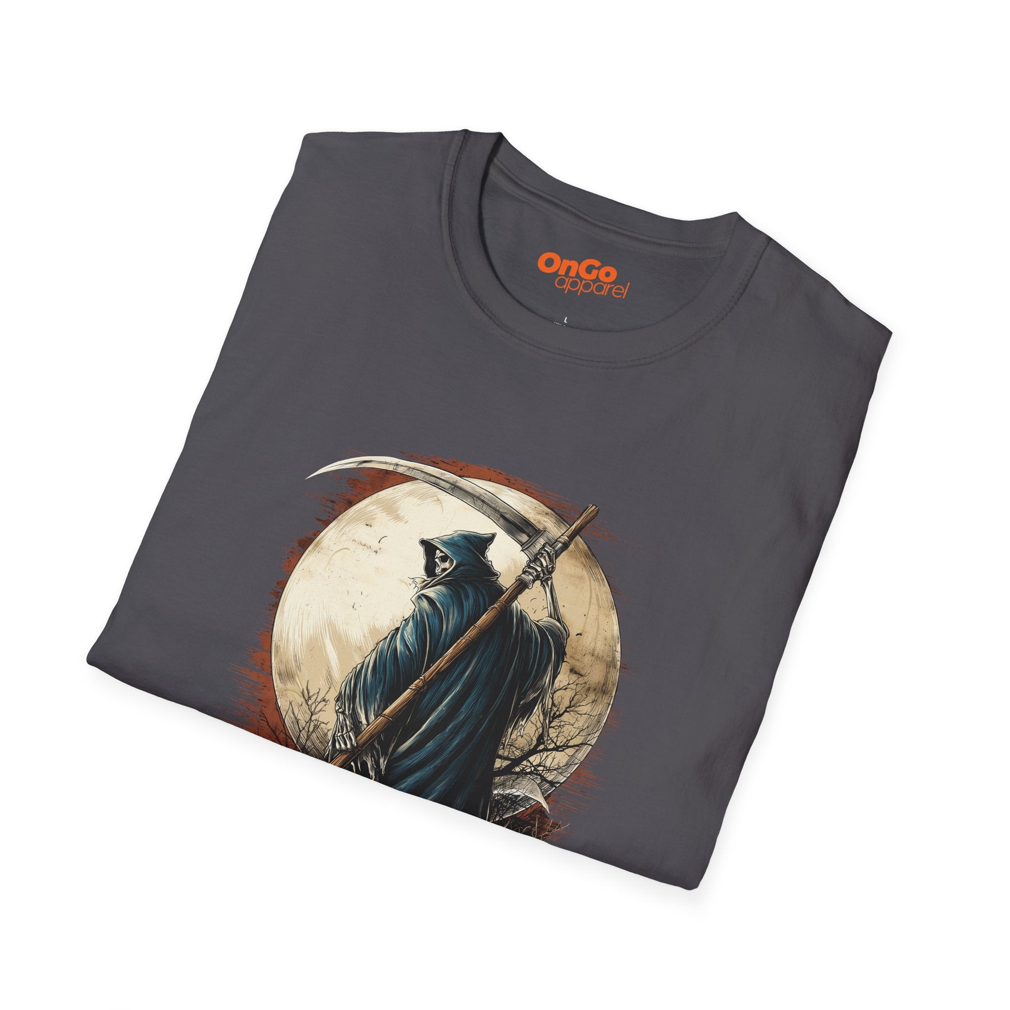 Grim Reaper Scythe and Moon Graphic T-Shirt