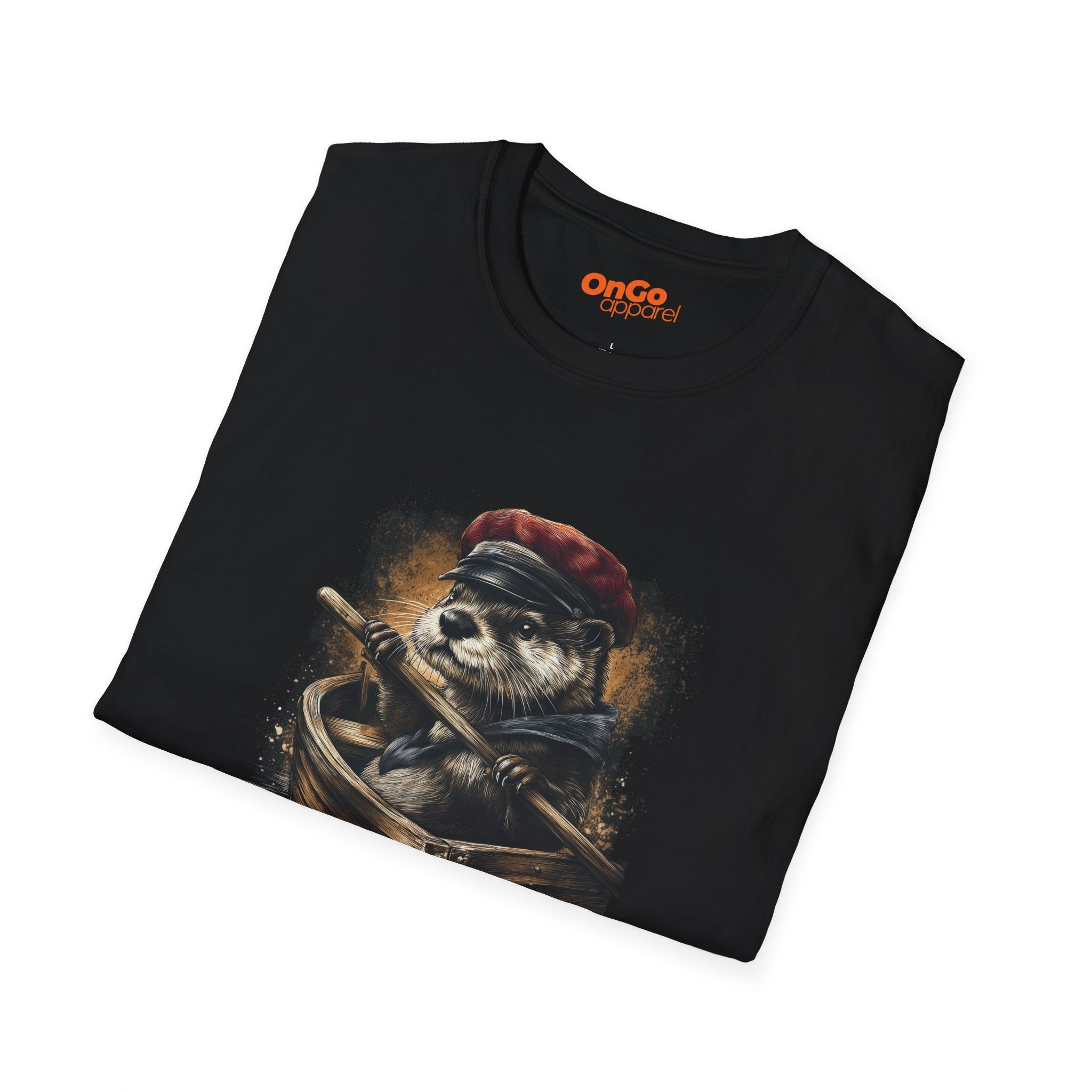 Otter in Boat T-Shirt with Red Cap Design
