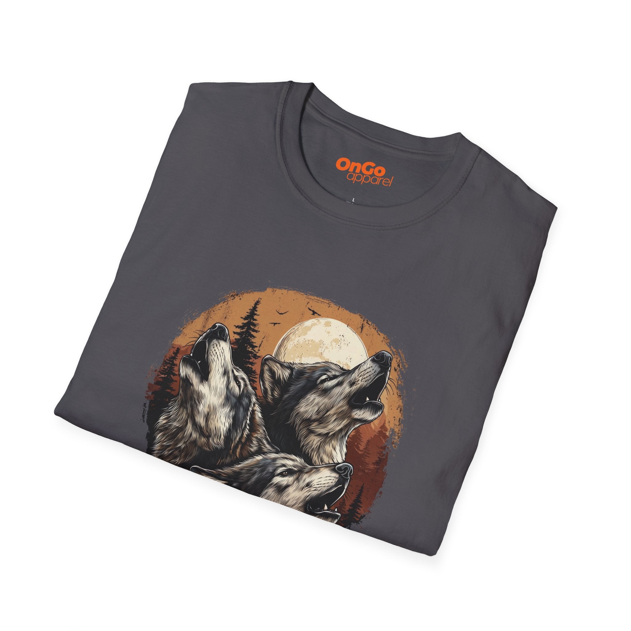 Wolf Moon T-Shirt with Howling Wolves Design