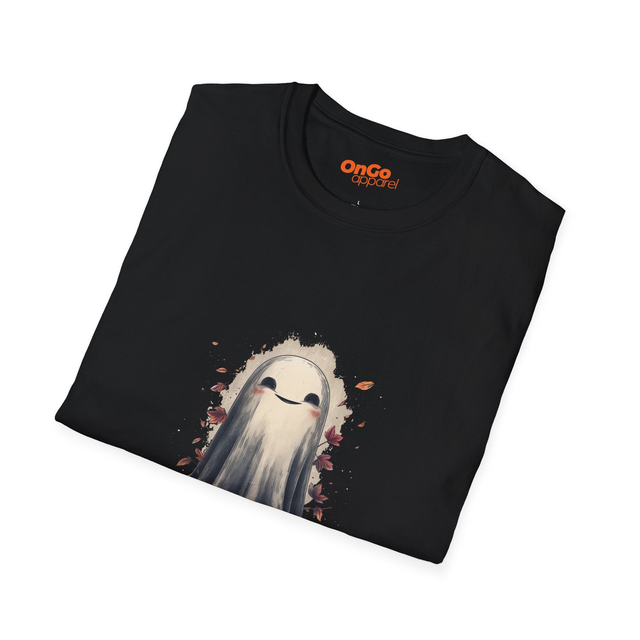 Charming Ghost with Leaves Graphic T-Shirt