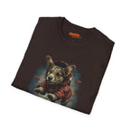 Corgi in Boots T-Shirt with Fall Leaves Design