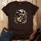Halloween Pumpkin Guitar T-Shirt with Witch Hat – dark_chocolate – oak-wood