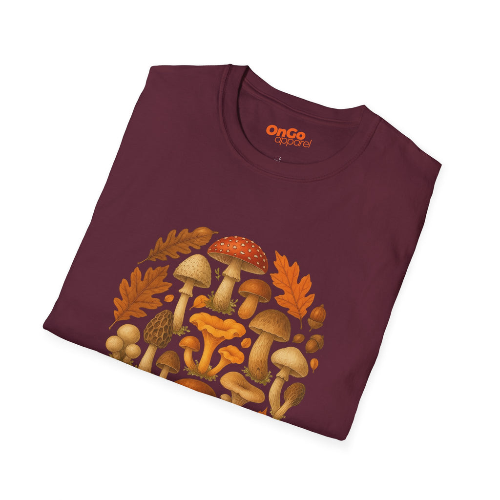 Mushroom & Leaf Circle Graphic T-Shirt