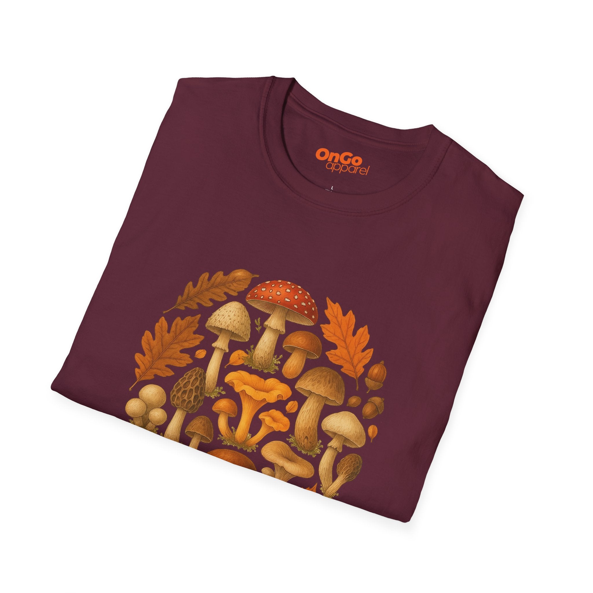 Mushroom & Leaf Circle Graphic T-Shirt