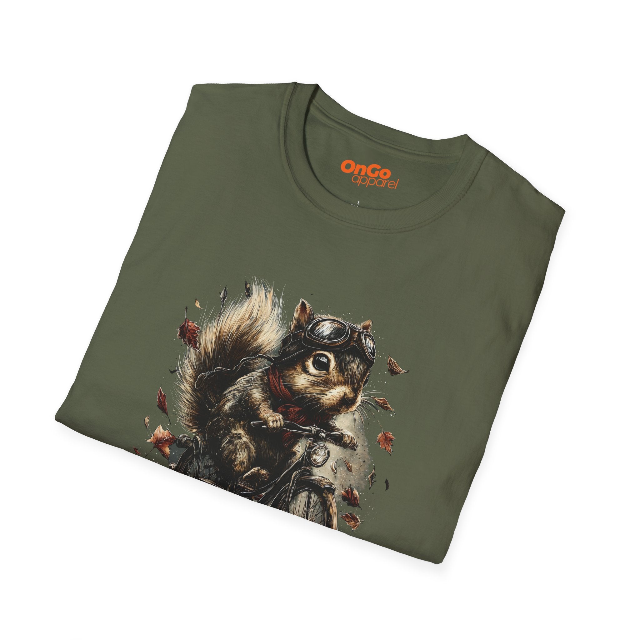 Squirrel Aviator Bike T-Shirt with Fun Animal Design