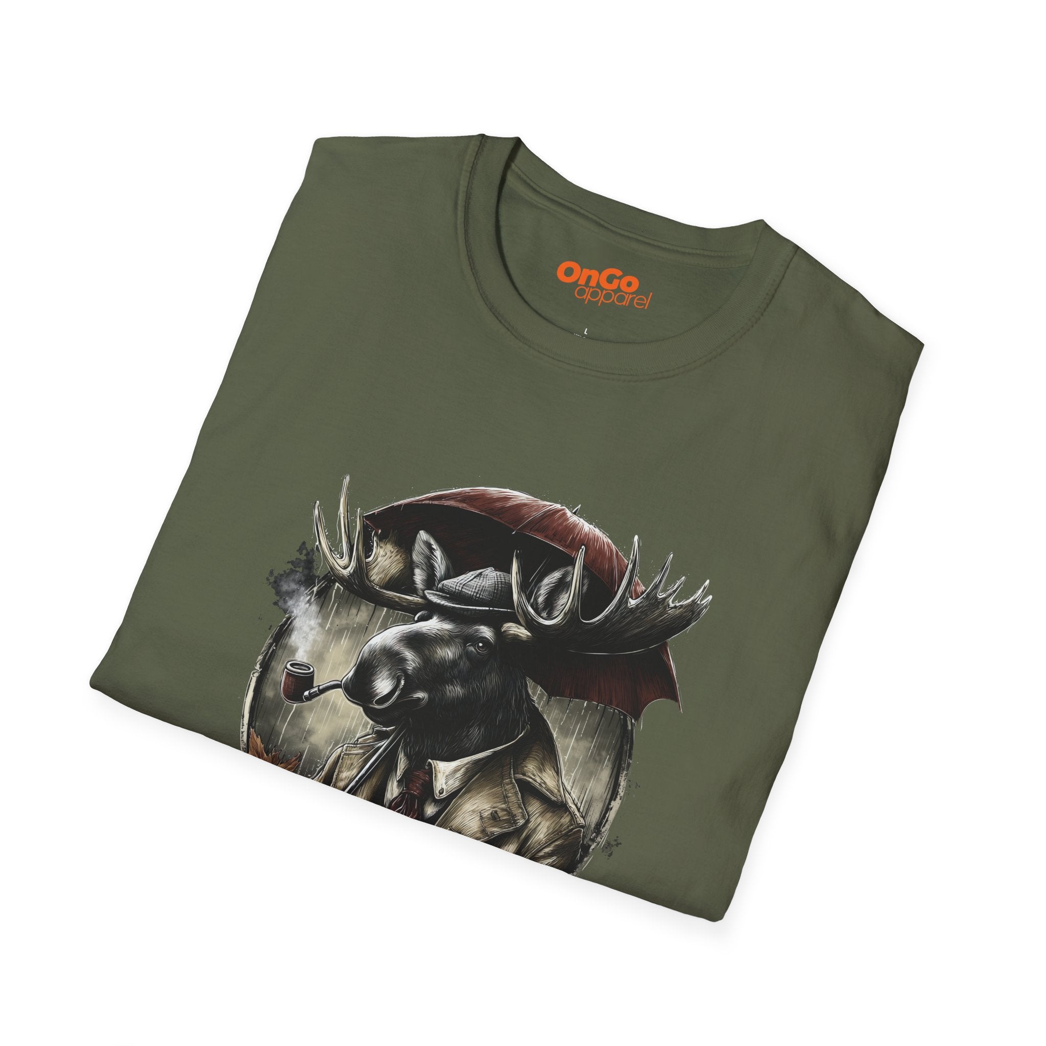 Stylish Moose with Umbrella and Pipe T-Shirt