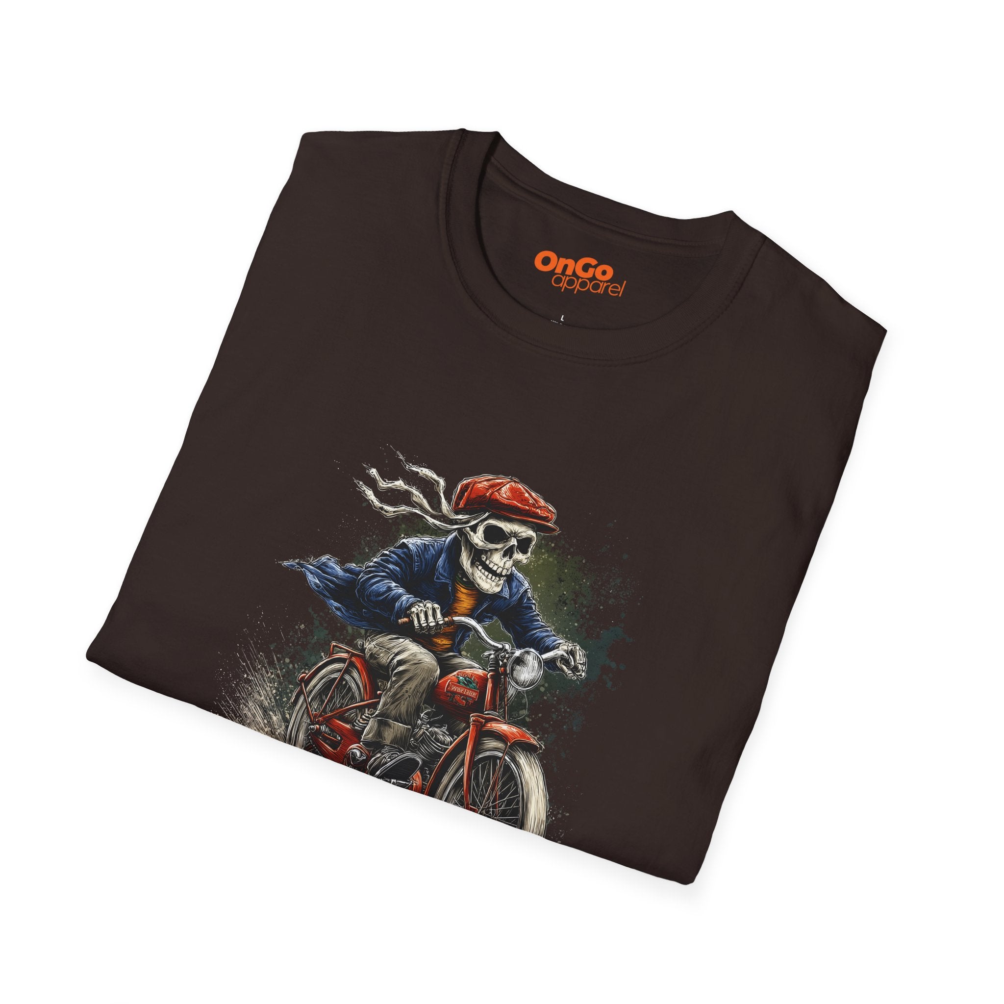 Skeleton Riding Bicycle Graphic T-Shirt