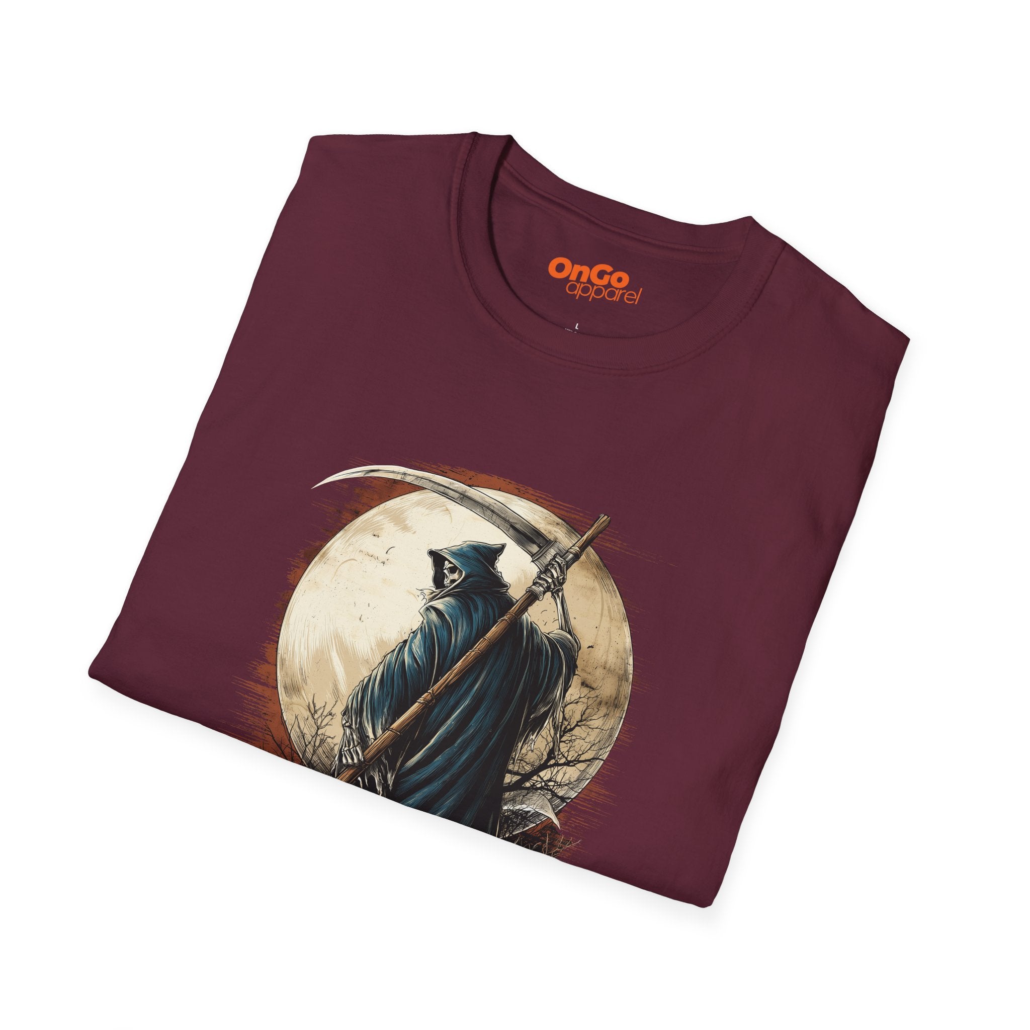 Grim Reaper Scythe and Moon Graphic T-Shirt