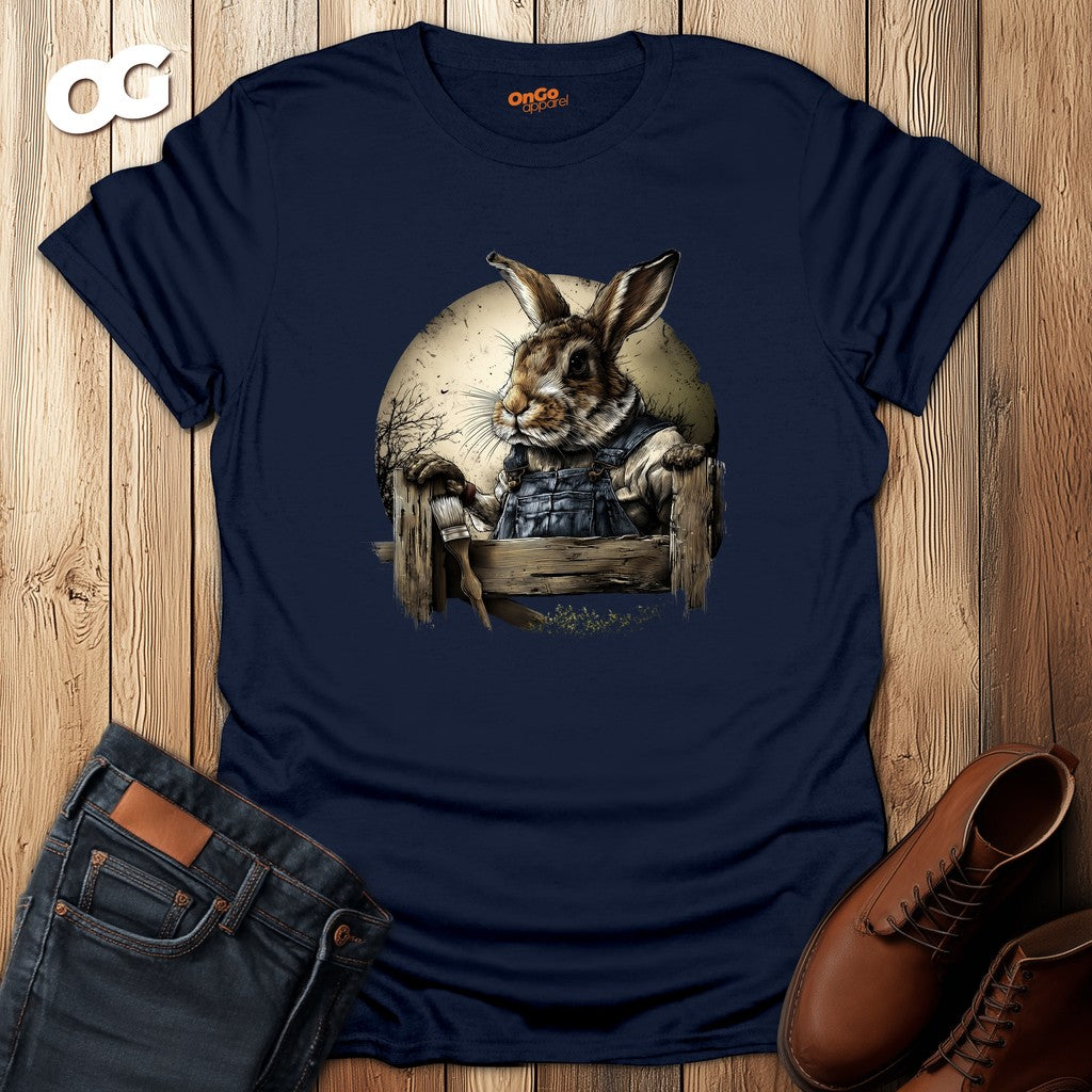 Charming Rabbit Fence Graphic T-Shirt – navy – oak-wood
