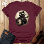 Raccoon Banjo Player T-Shirt – maroon – oak-wood