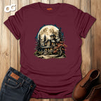 Haunted House T-Shirt with Mystical Design – maroon – oak-wood