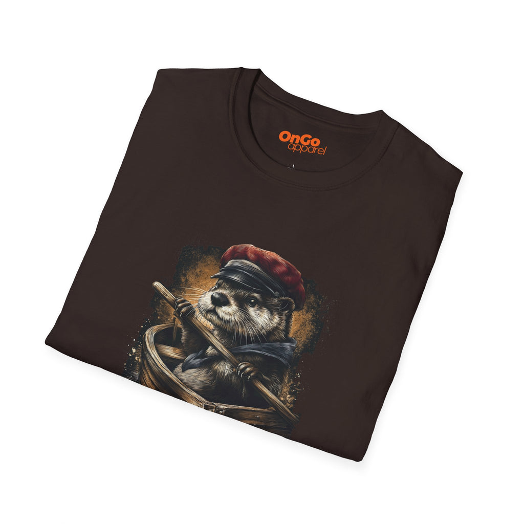 Otter in Boat T-Shirt with Red Cap Design