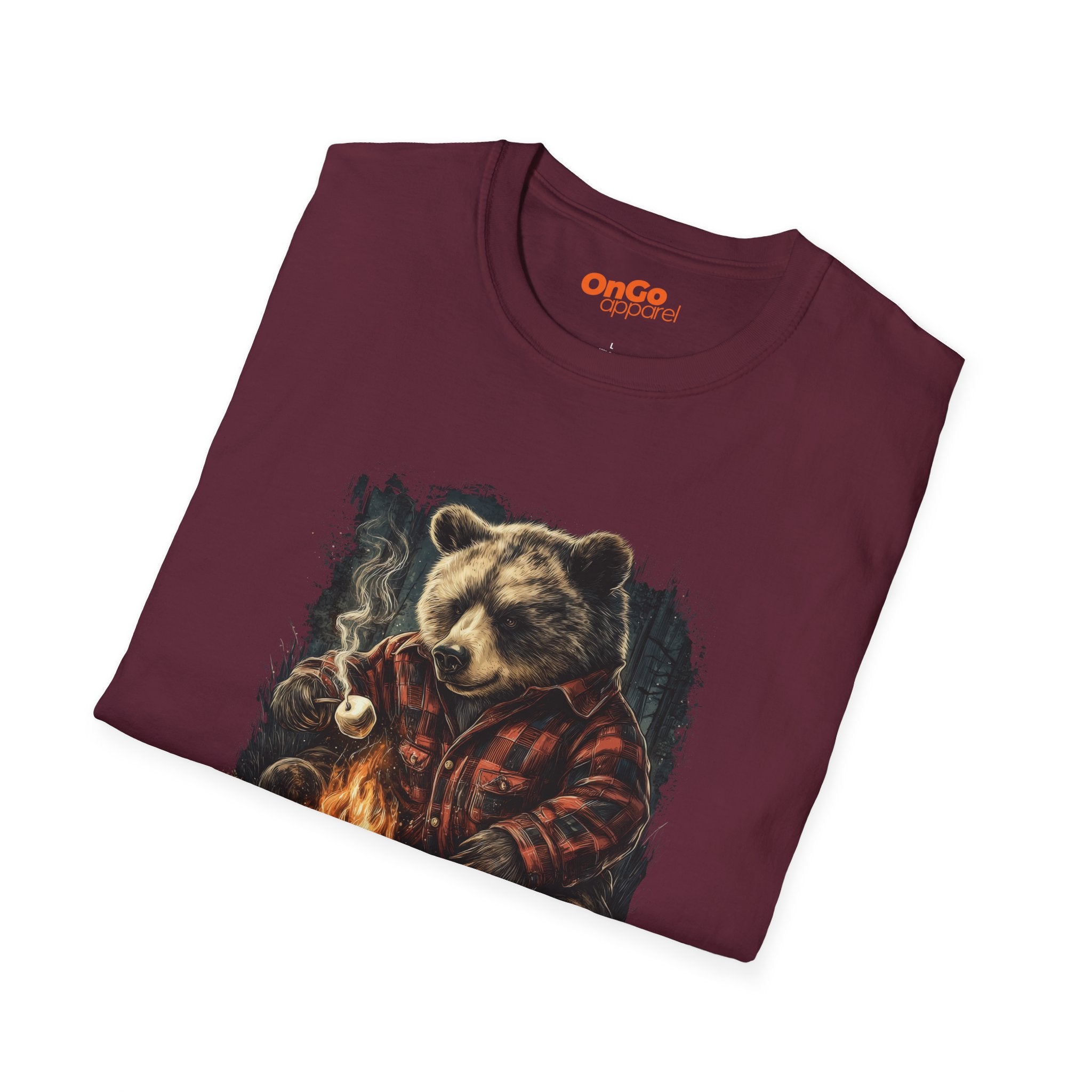 Cozy Bear Campfire T-Shirt with Marshmallow Design