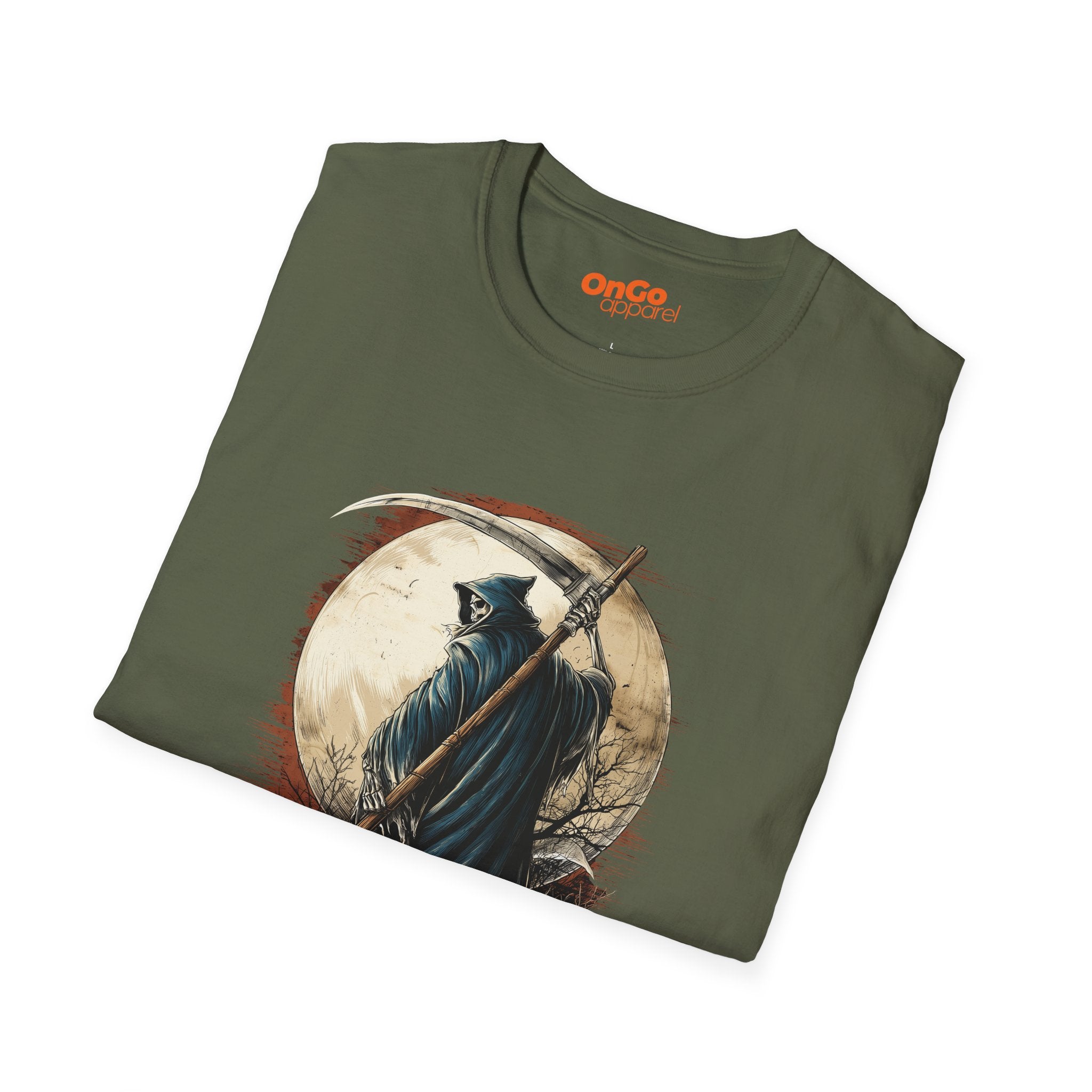 Grim Reaper Scythe and Moon Graphic T-Shirt
