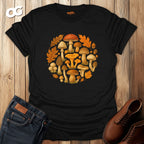 Mushroom & Leaf Circle Graphic T-Shirt – black – oak-wood