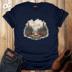 Camping Adventure T-Shirt with Bonfire and Mountain Scene – navy – oak-wood