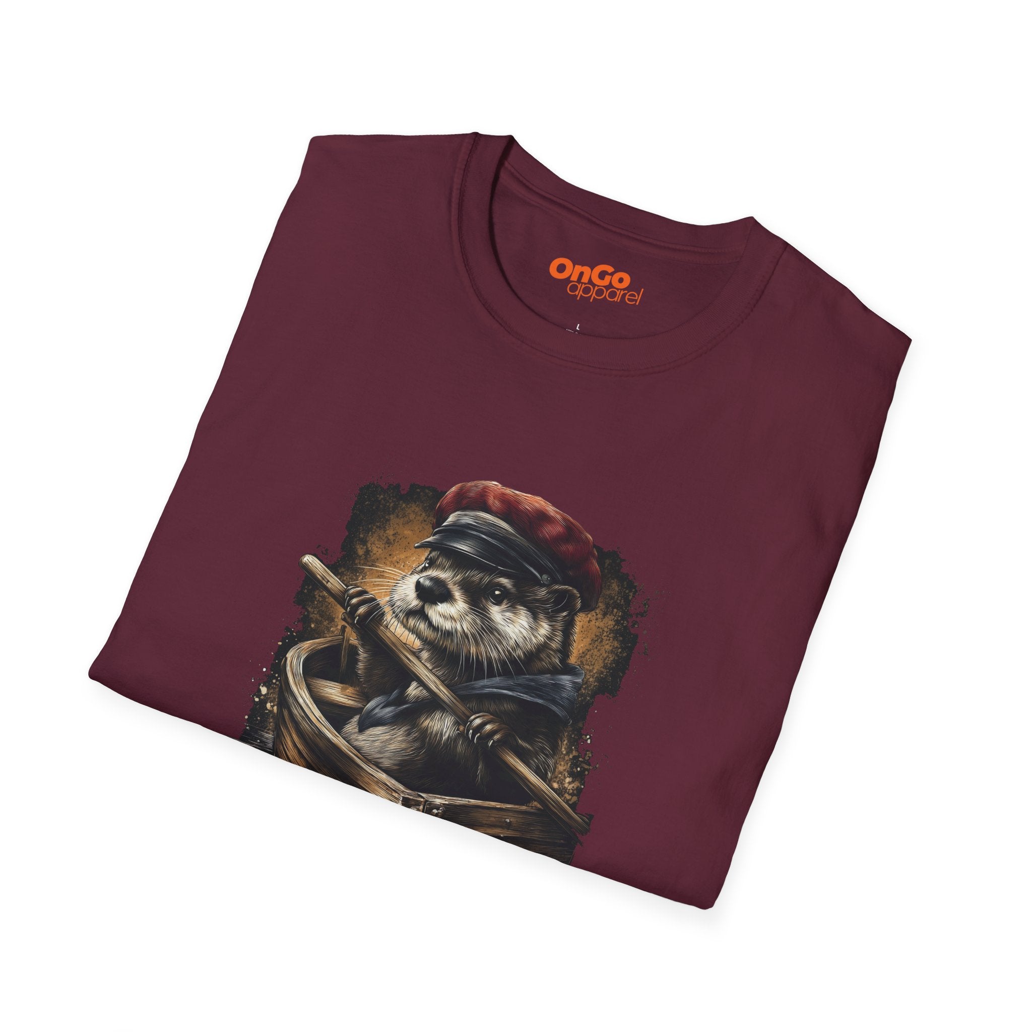 Otter in Boat T-Shirt with Red Cap Design