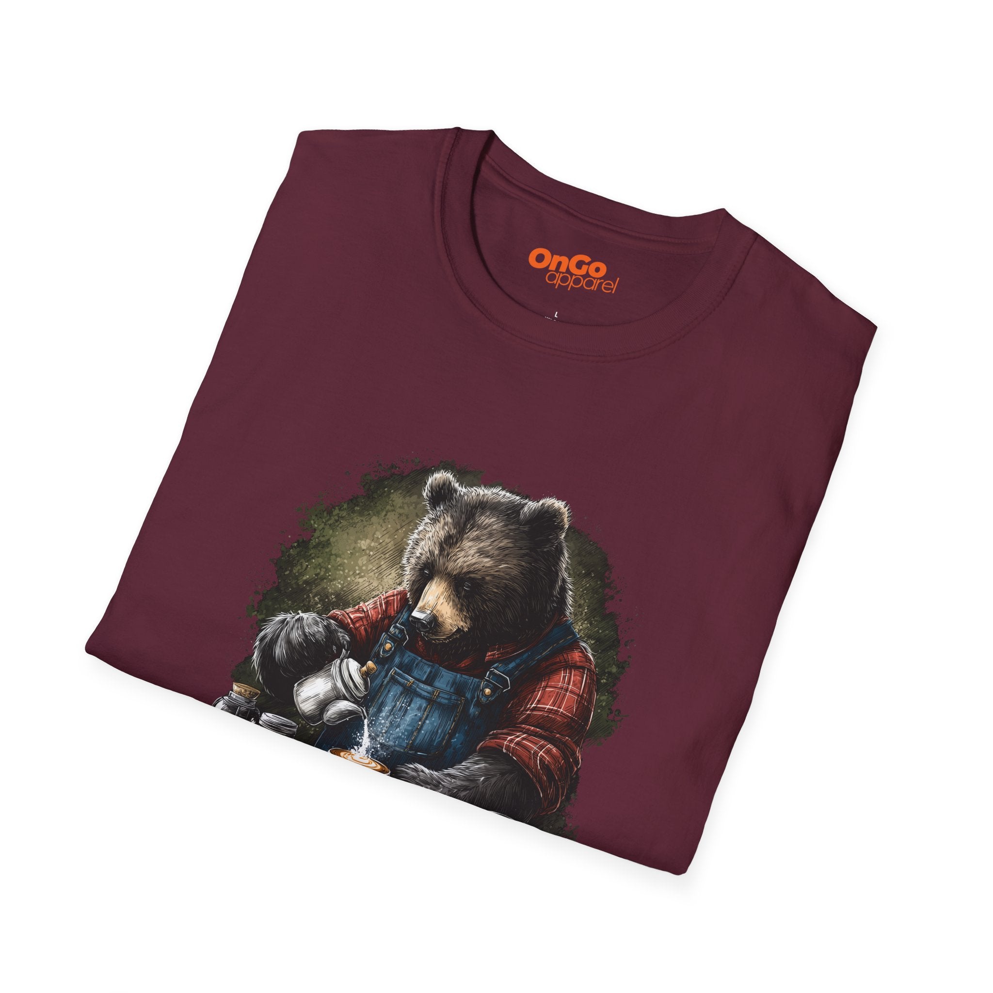 Bear Barista T-Shirt with Coffee Theme