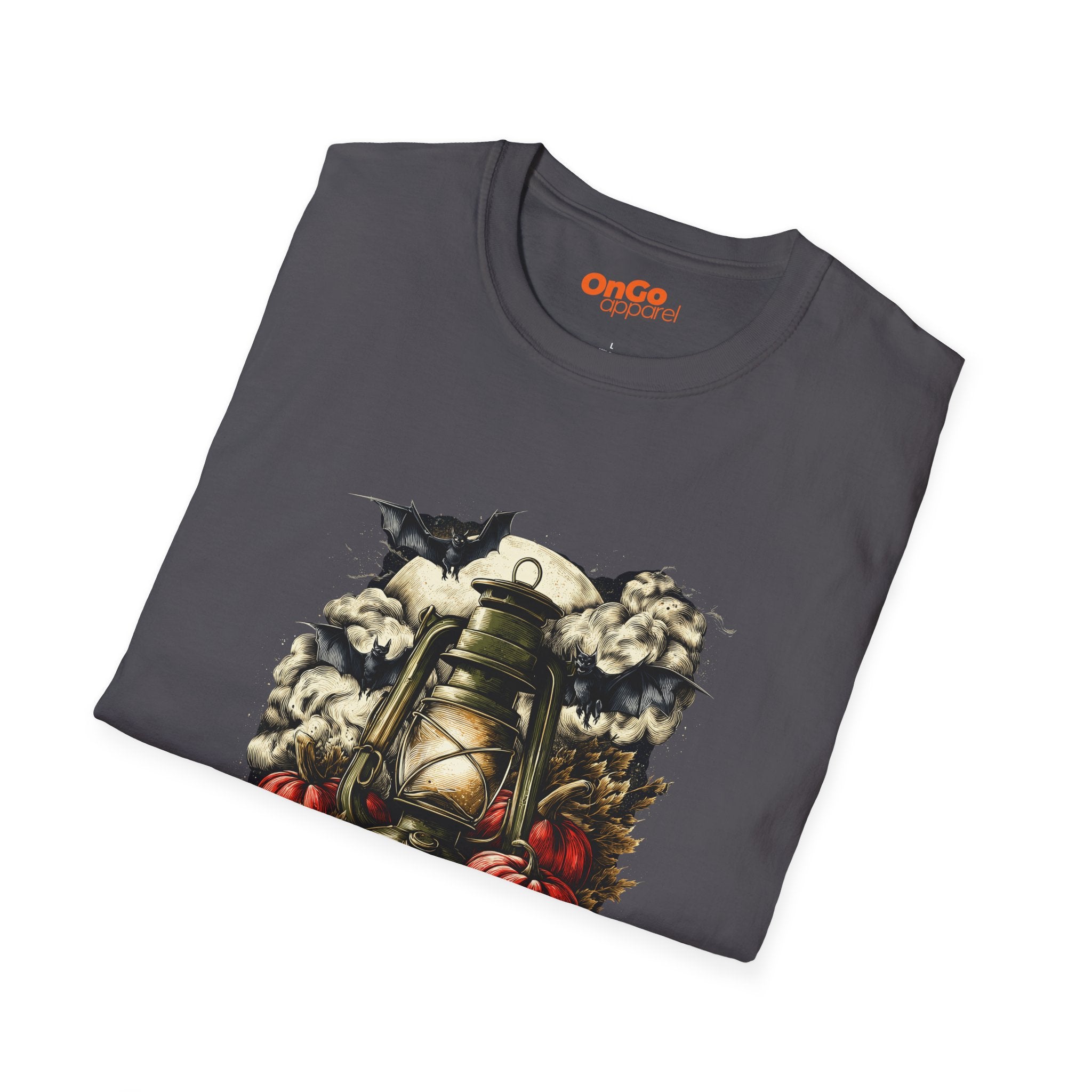 Halloween Lantern T-Shirt with Bats and Pumpkins