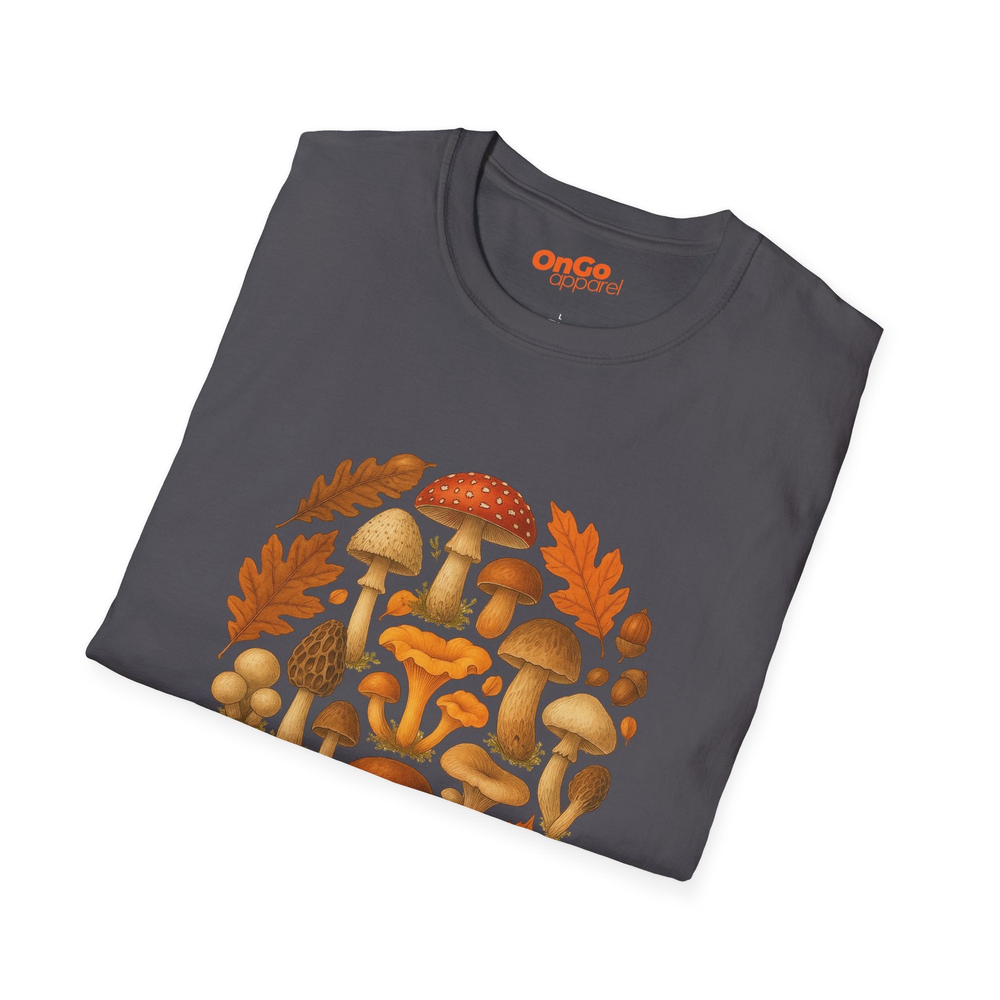 Mushroom & Leaf Circle Graphic T-Shirt