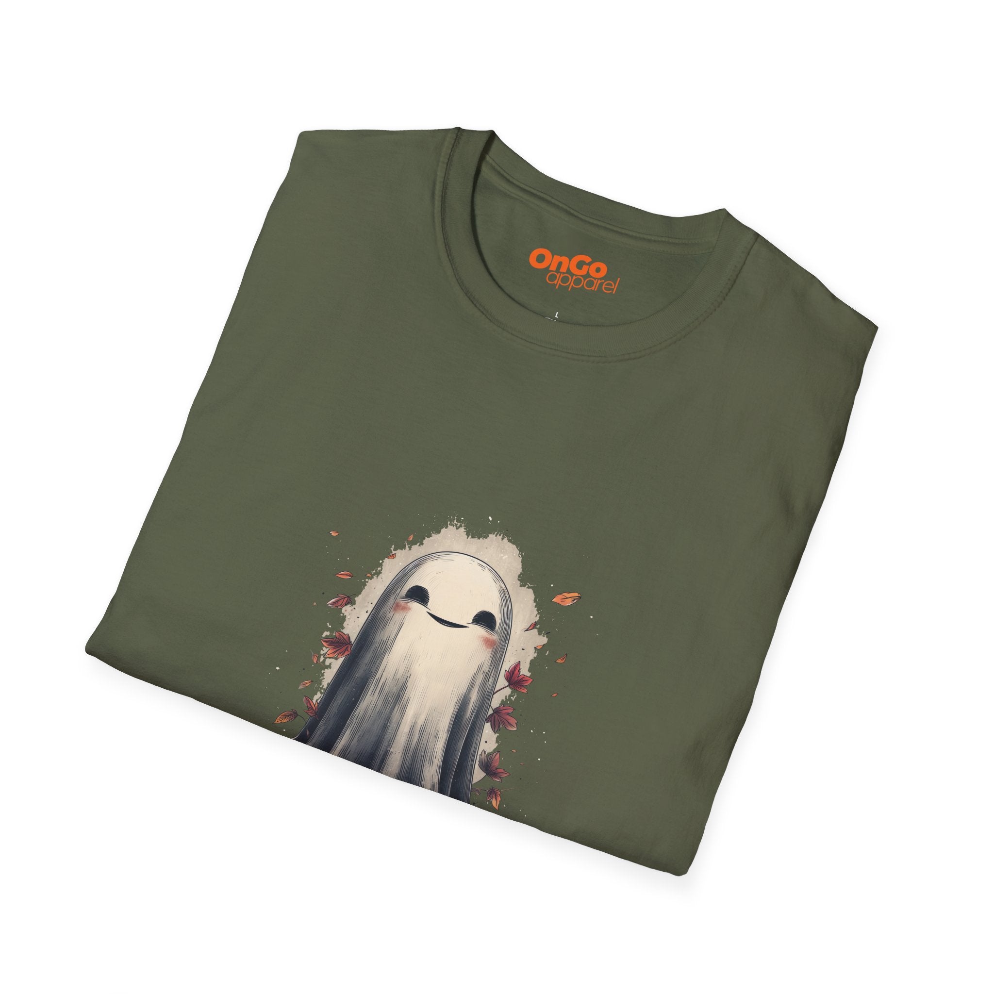 Charming Ghost with Leaves Graphic T-Shirt